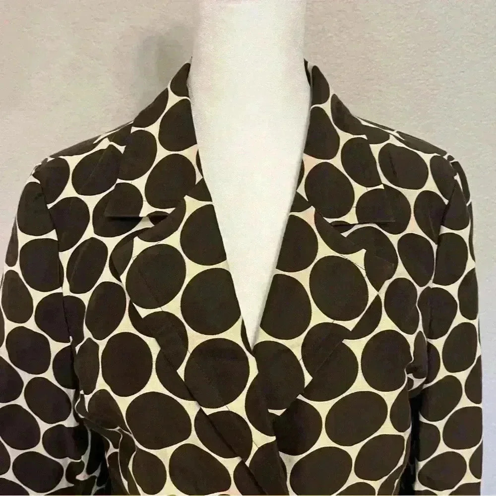 Harold's women's brown and beige polka dot jacket with three buttons size medium - Picture 3 of 12